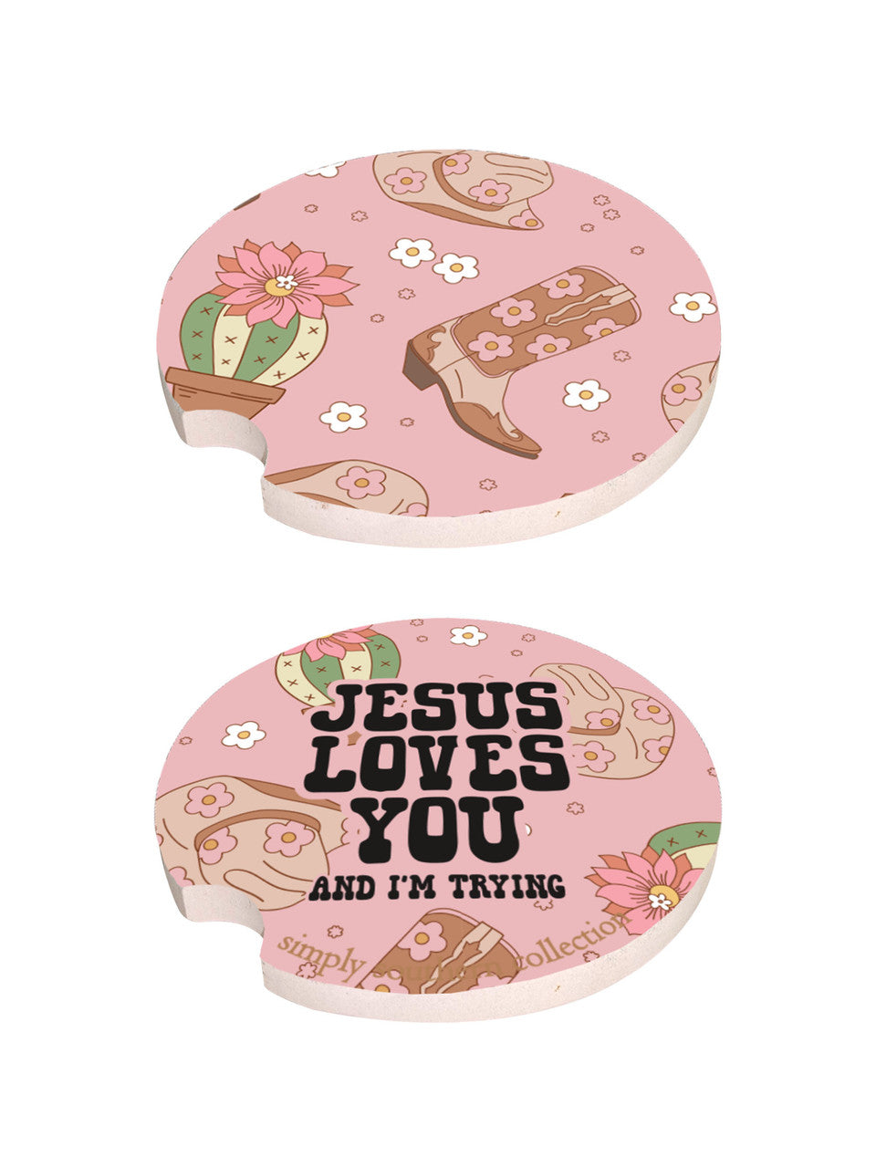 FINAL SALE - Simply Southern - Car Coaster Set of 2 - Jesus
