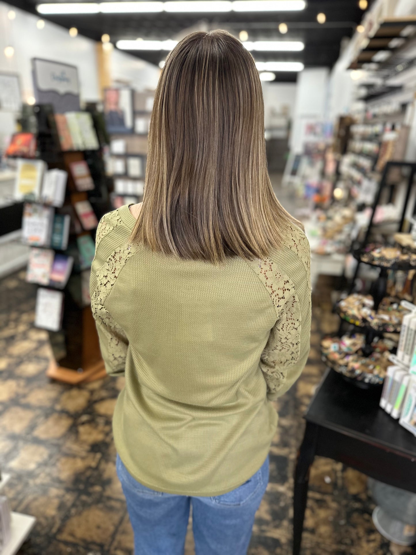 The Betsy Waffle Knit Top - Olive