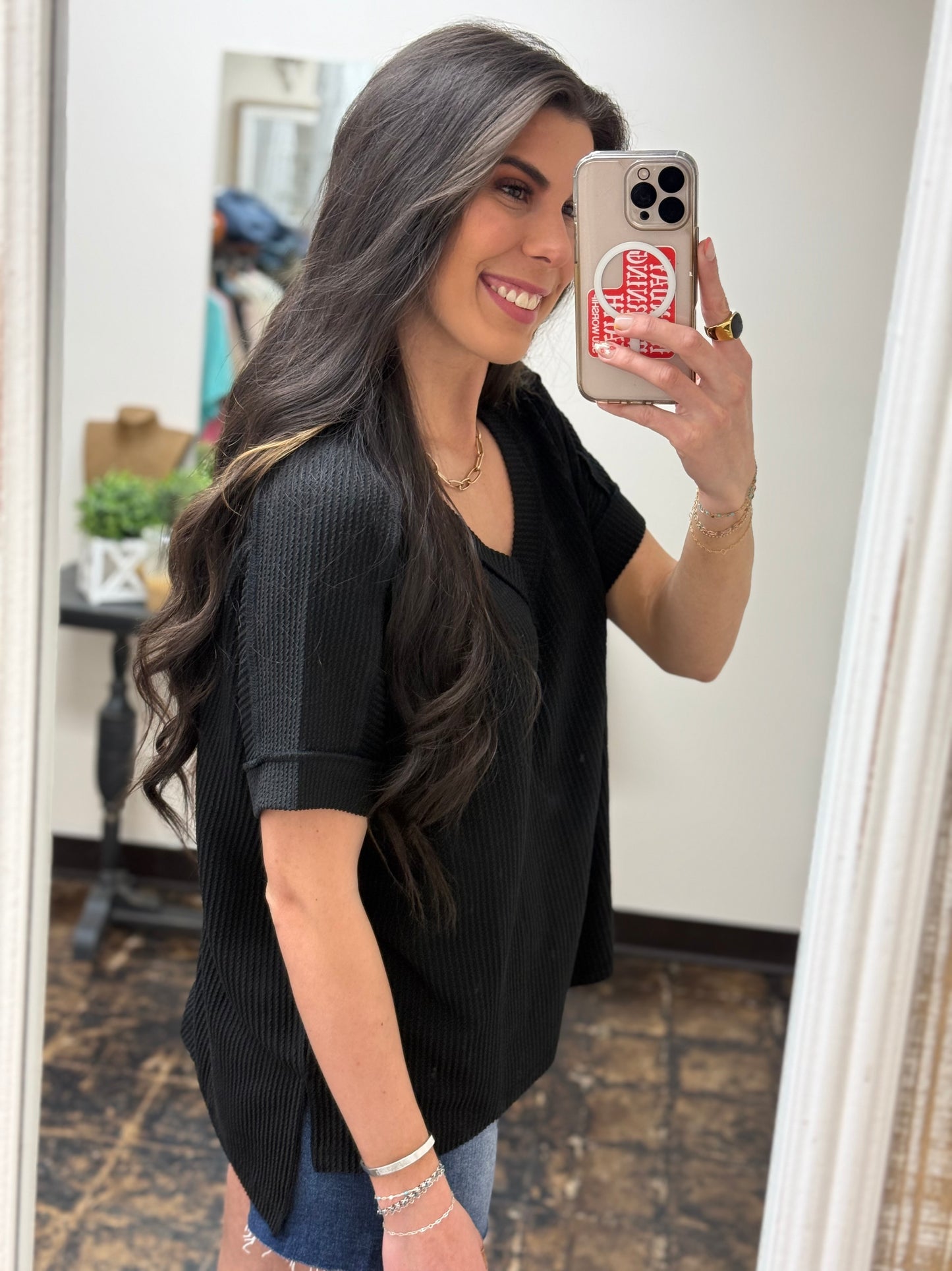 The Roxie Corded Top - Black