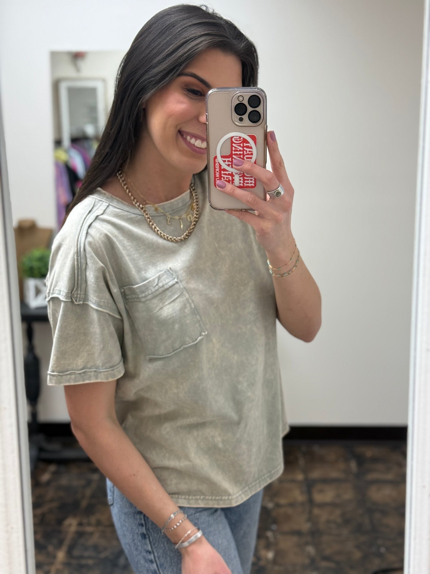CURVY - The Molly Acid Wash Tee - Sleet