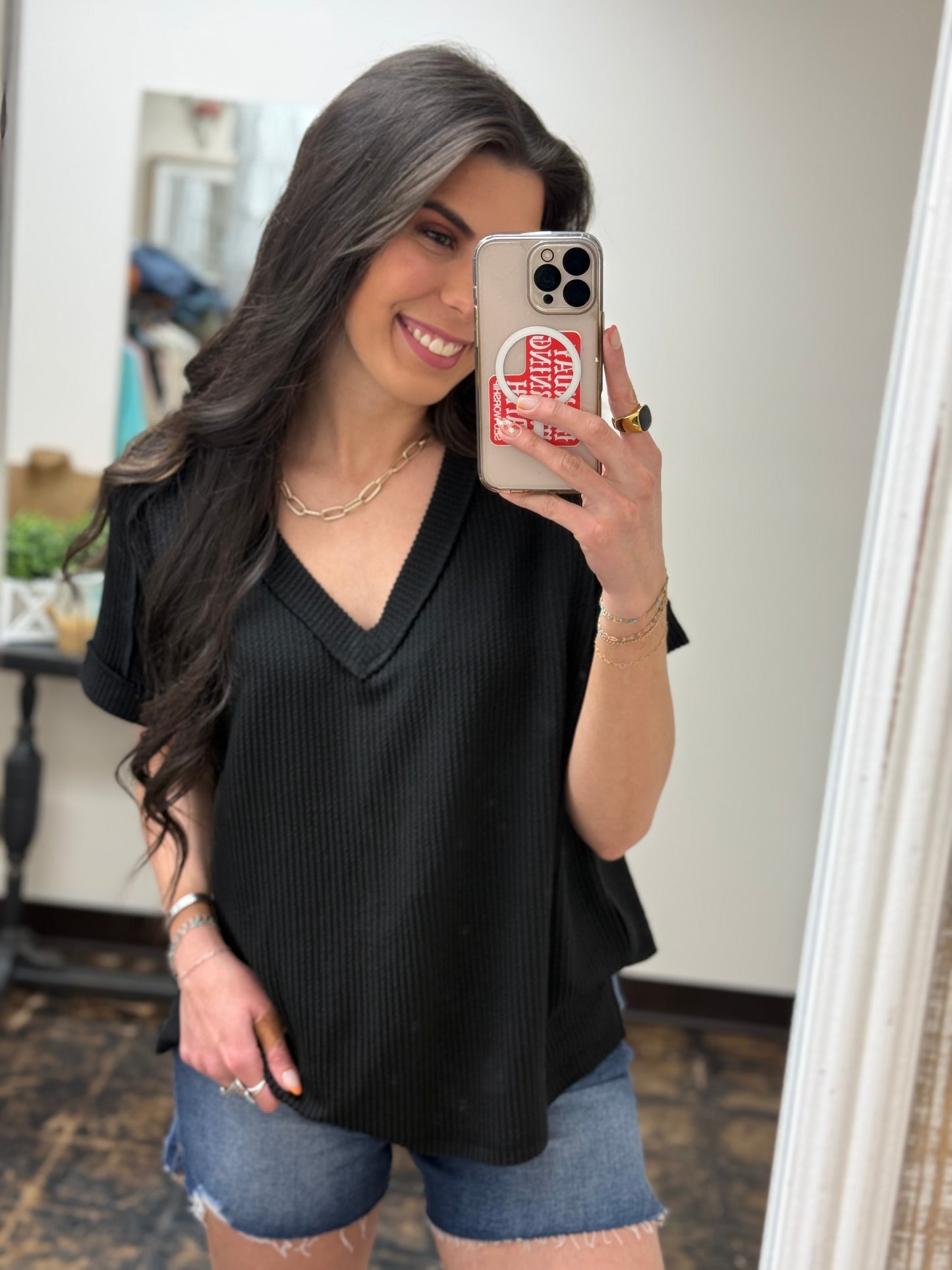 The Roxie Corded Top - Black