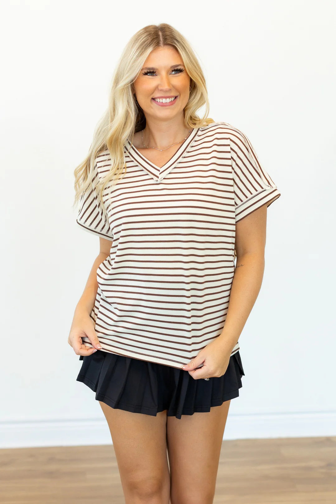 The Lucy Striped Top - Brown