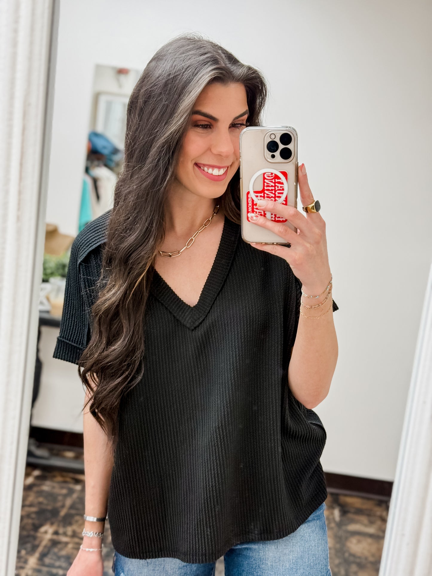 The Roxie Corded Top - Black
