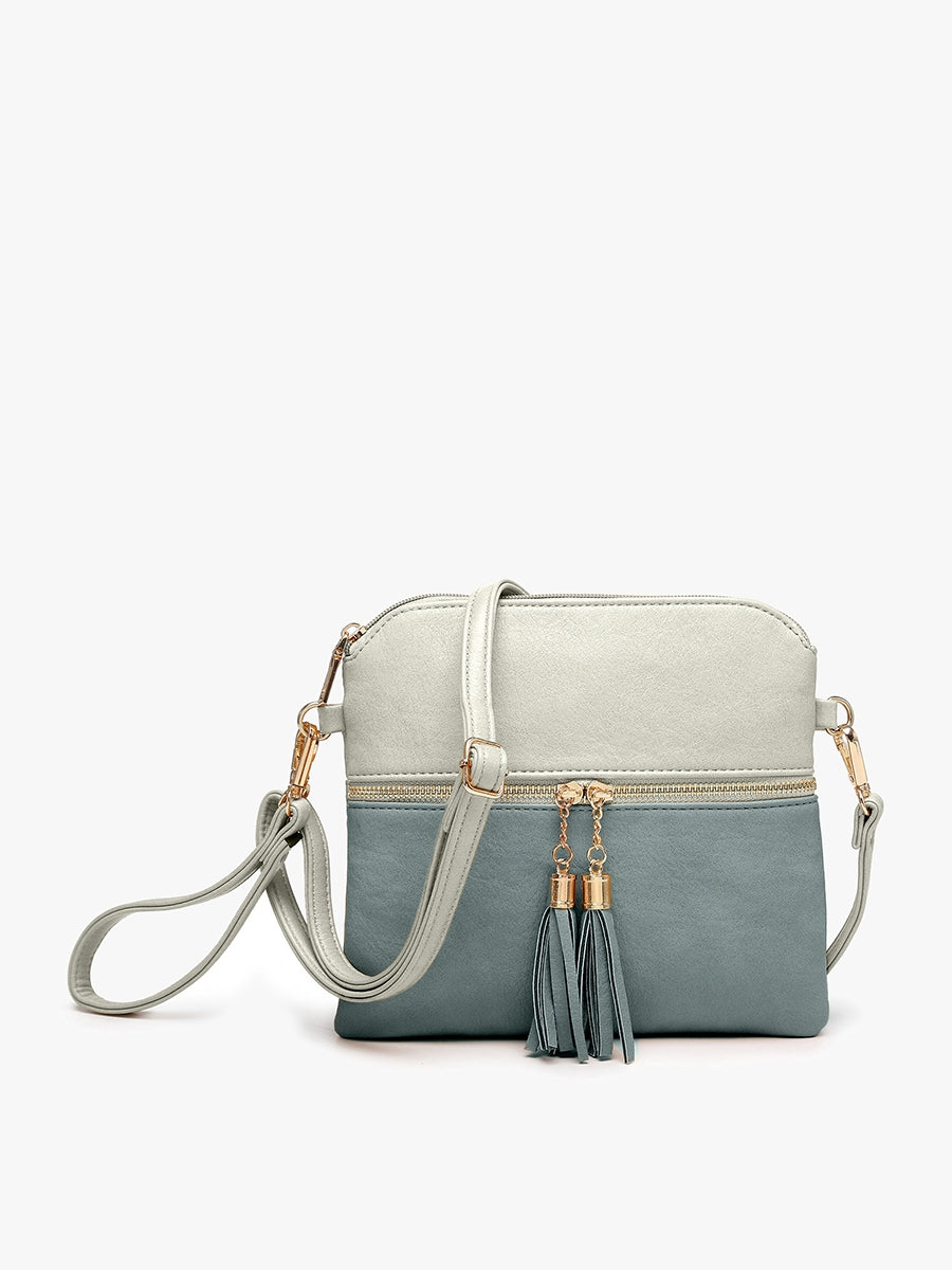 The Tara Tassel Crossbody Bag - Teal/Sage