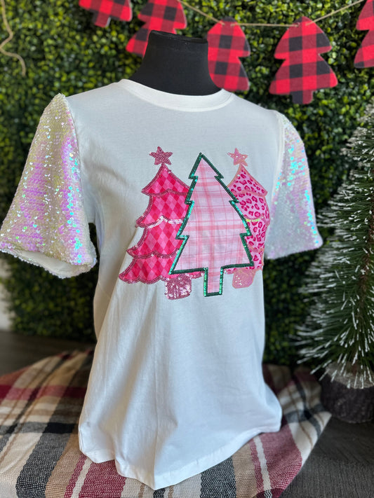The Dreaming of a Pink Christmas Sequin Top