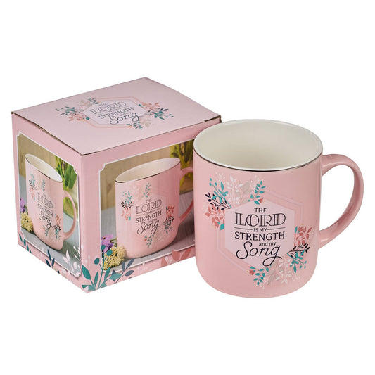 The Lord Is My Strength and My Song Pink Coffee Mug