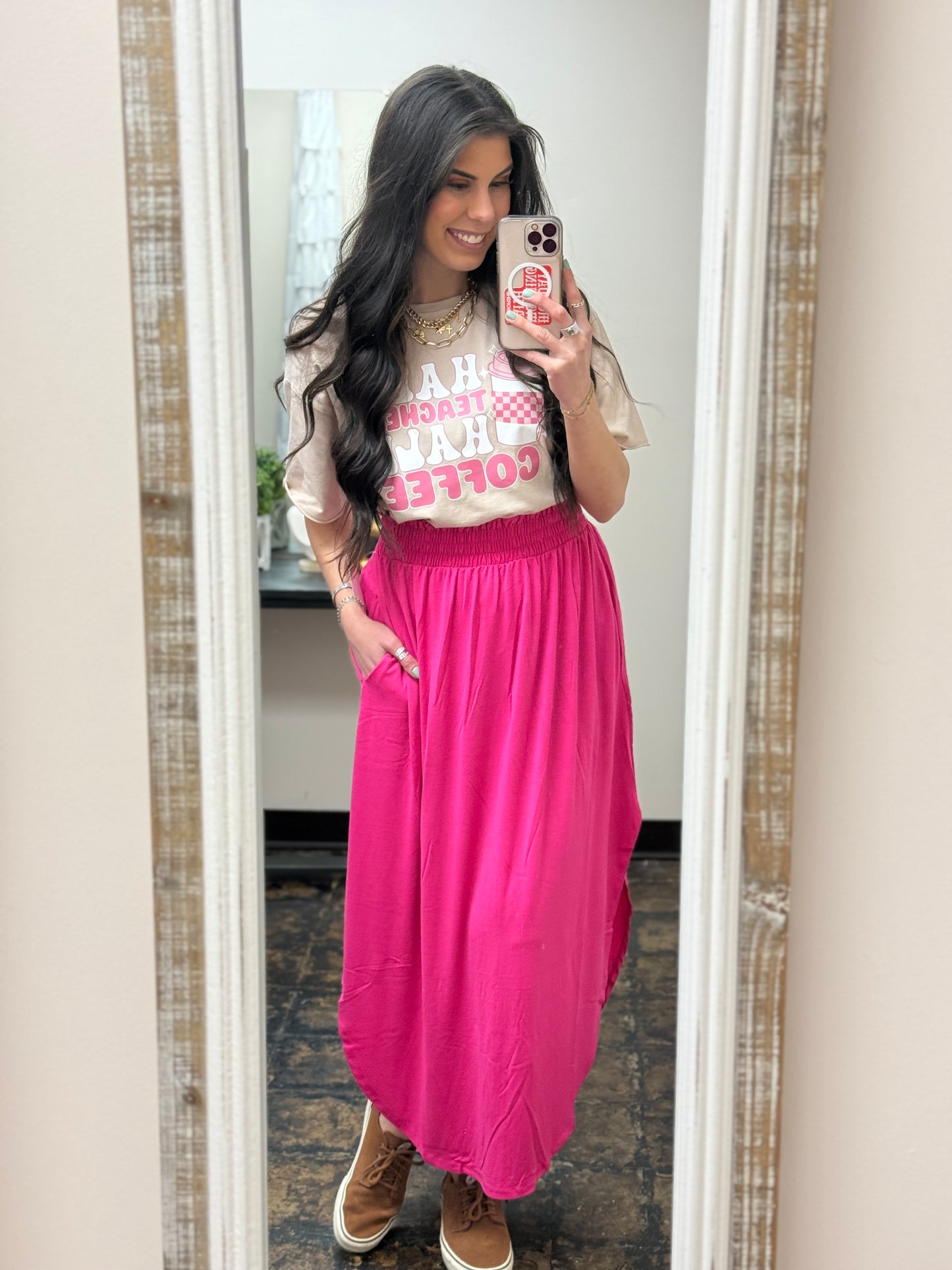 The Amara Maxi Skirt - Hot Pink