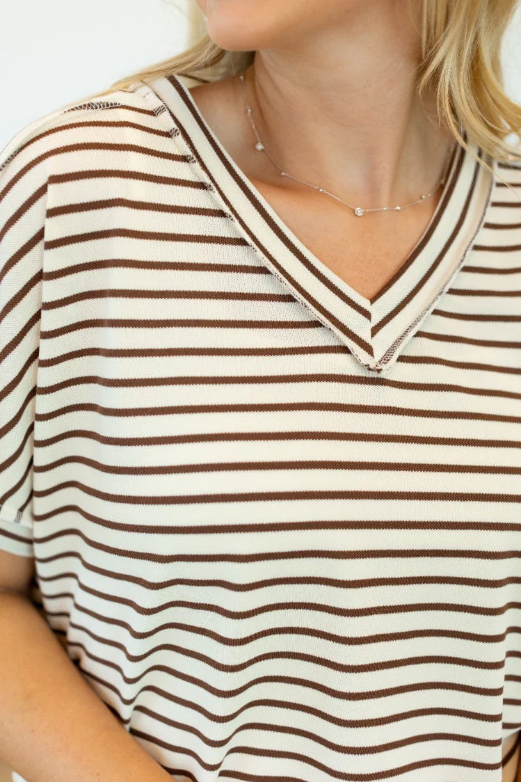 The Lucy Striped Top - Brown