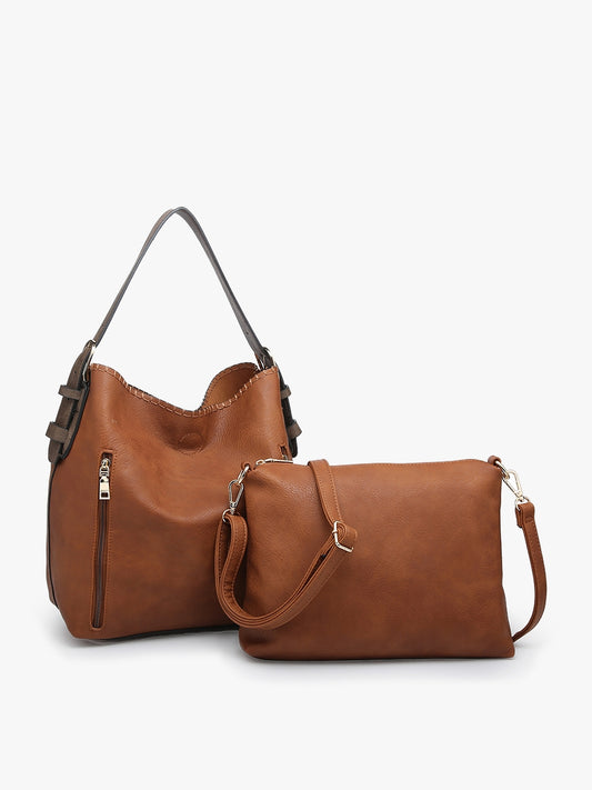 The Alexia 2 in 1 Conceal Carry Hobo Bag - Brown