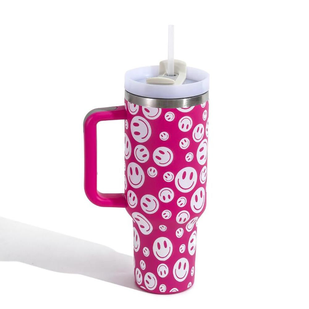 The Stanleigh 40oz Tumbler Cup - Smiley Pink