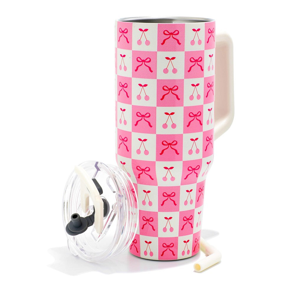 The Checkered Cherries + Bows 40oz Tumbler