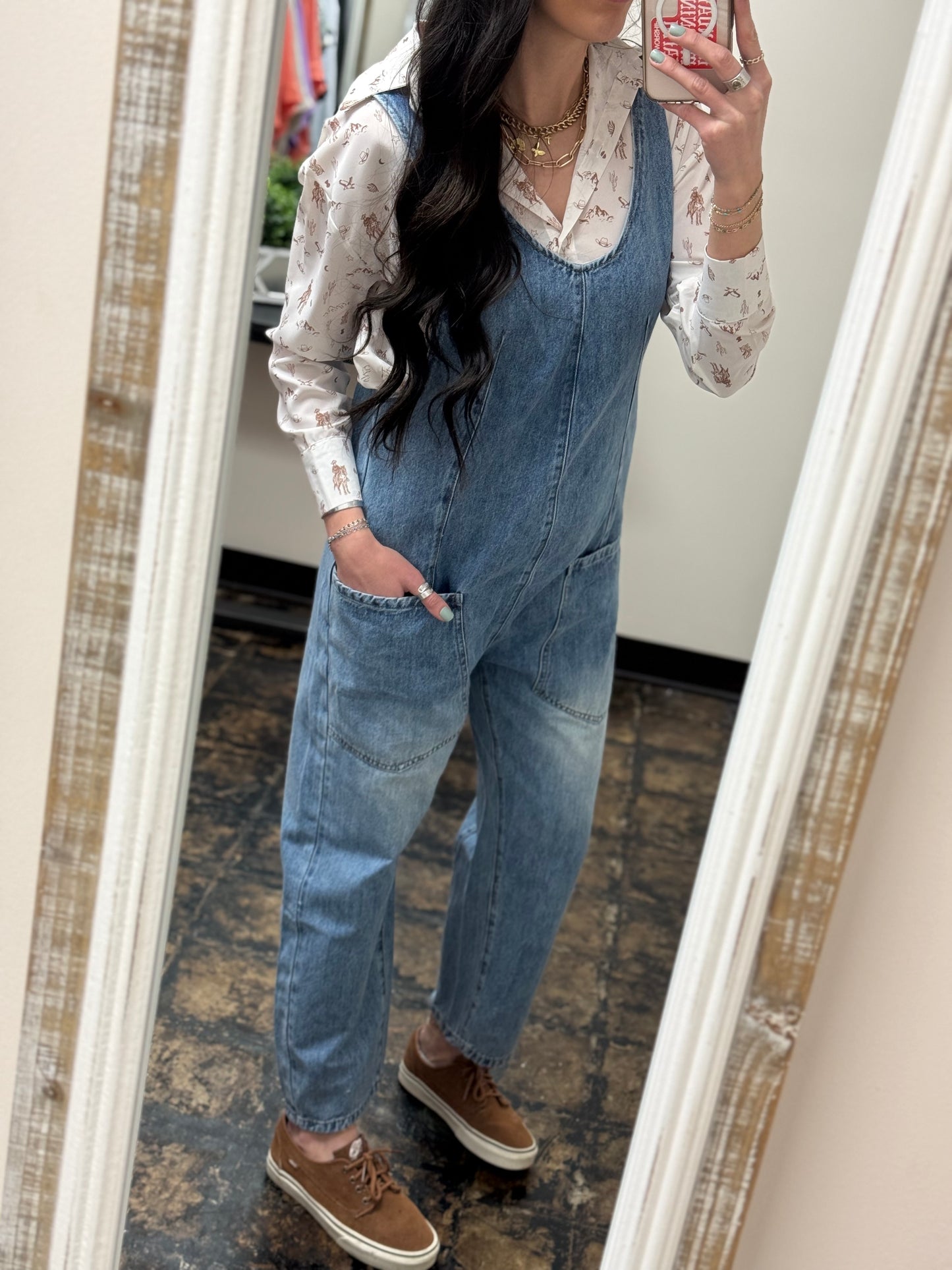 The Malia Jumpsuit - Medium Wash