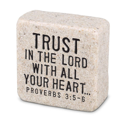 Trust - Scripture Stone Block Plaque, Proverbs 3:5-6