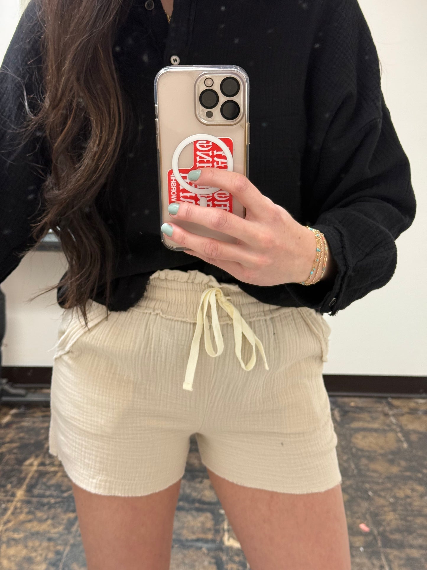 FINAL SALE - The Monica Gauze Shorts - Sand Beige
