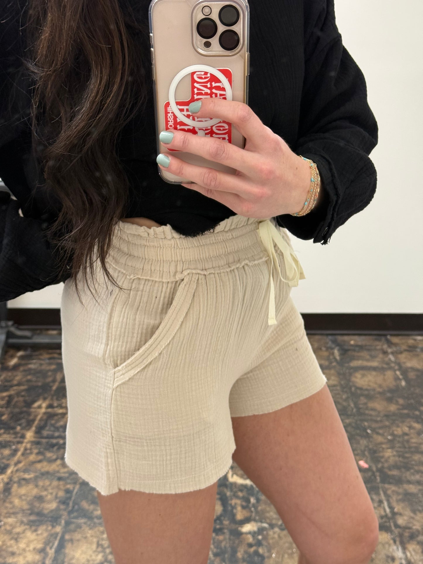 FINAL SALE - The Monica Gauze Shorts - Sand Beige