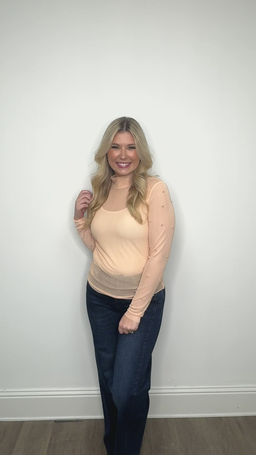 The Julissa Pearl Mesh Top - Champagne