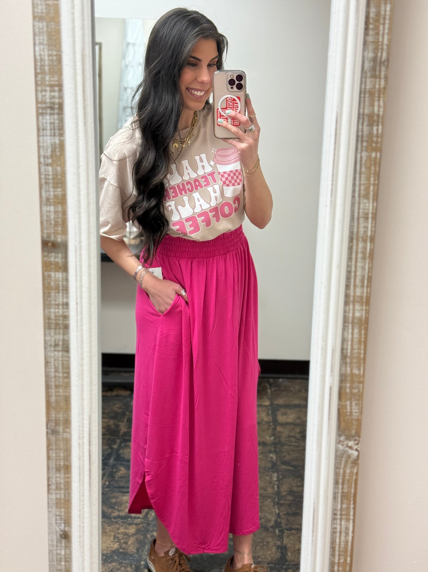 The Amara Maxi Skirt - Hot Pink