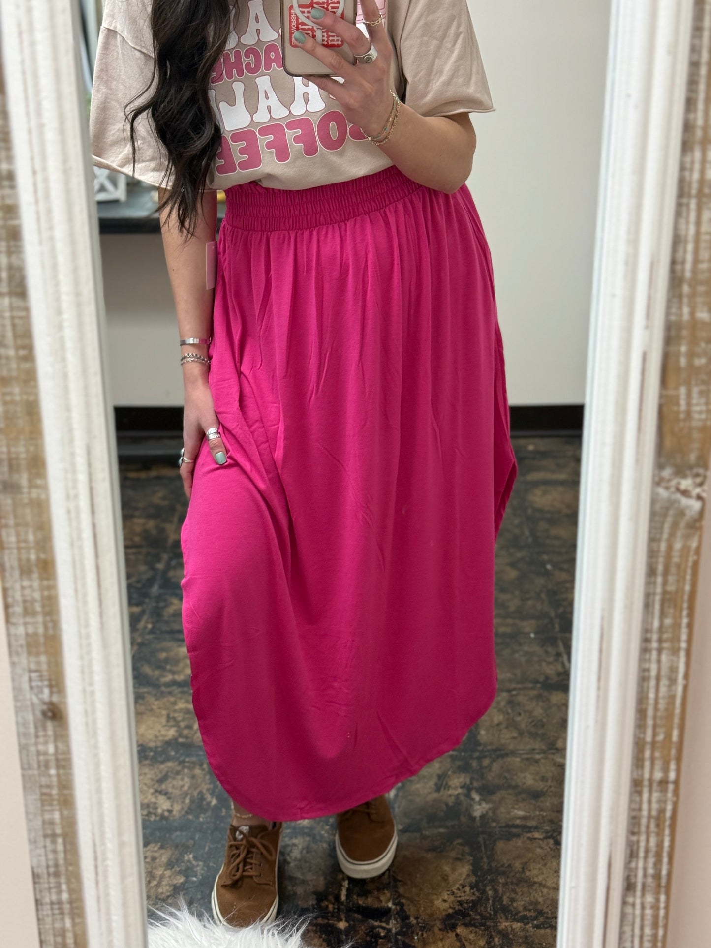 The Amara Maxi Skirt - Hot Pink