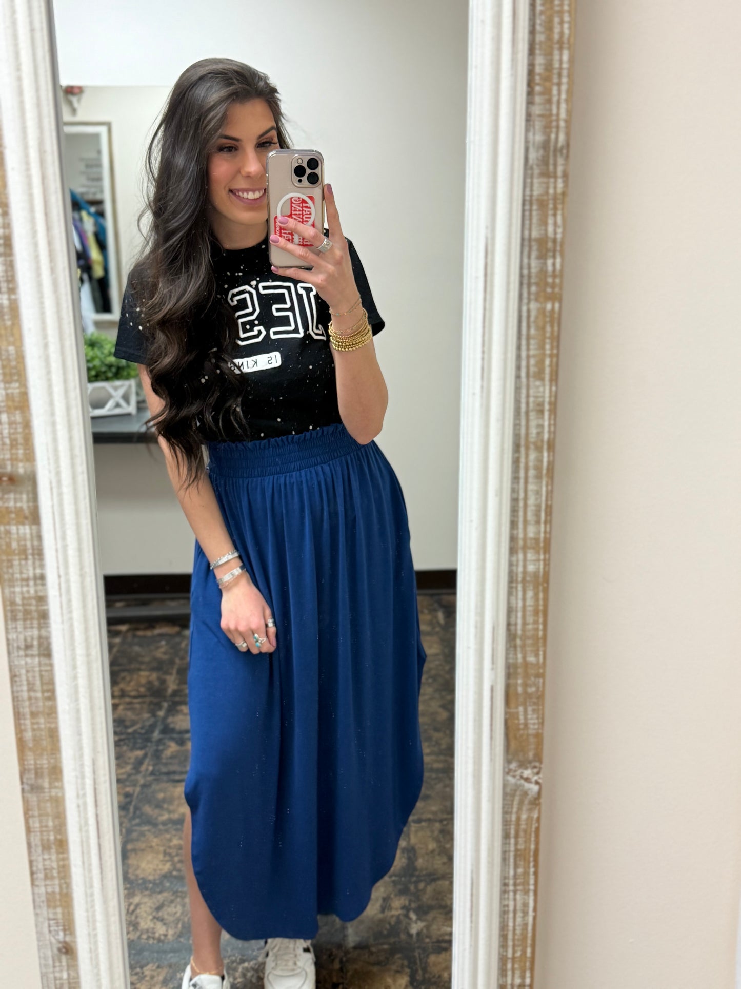 The Amara Maxi Skirt - Light Navy
