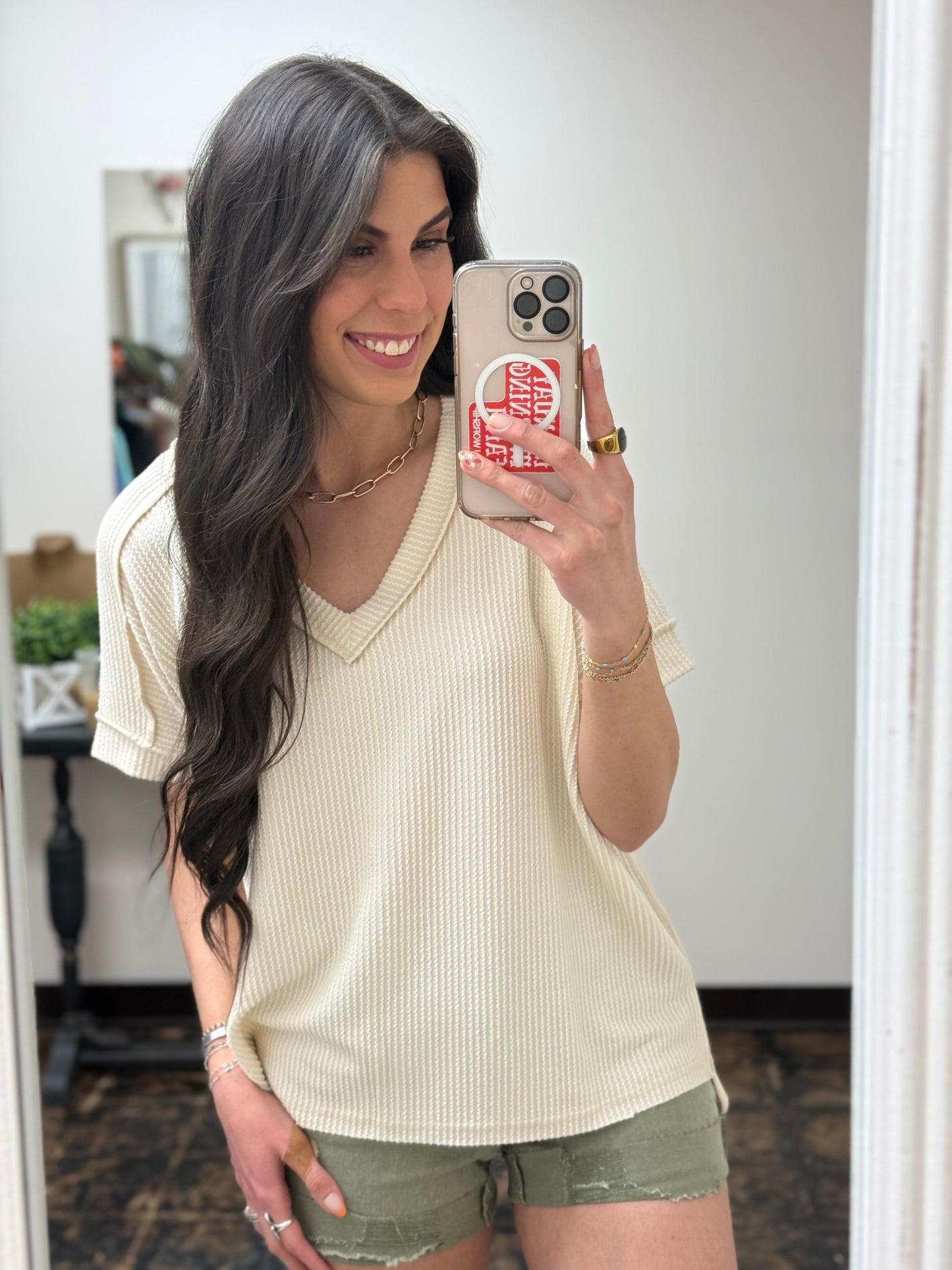 The Roxie Corded Top - Cream