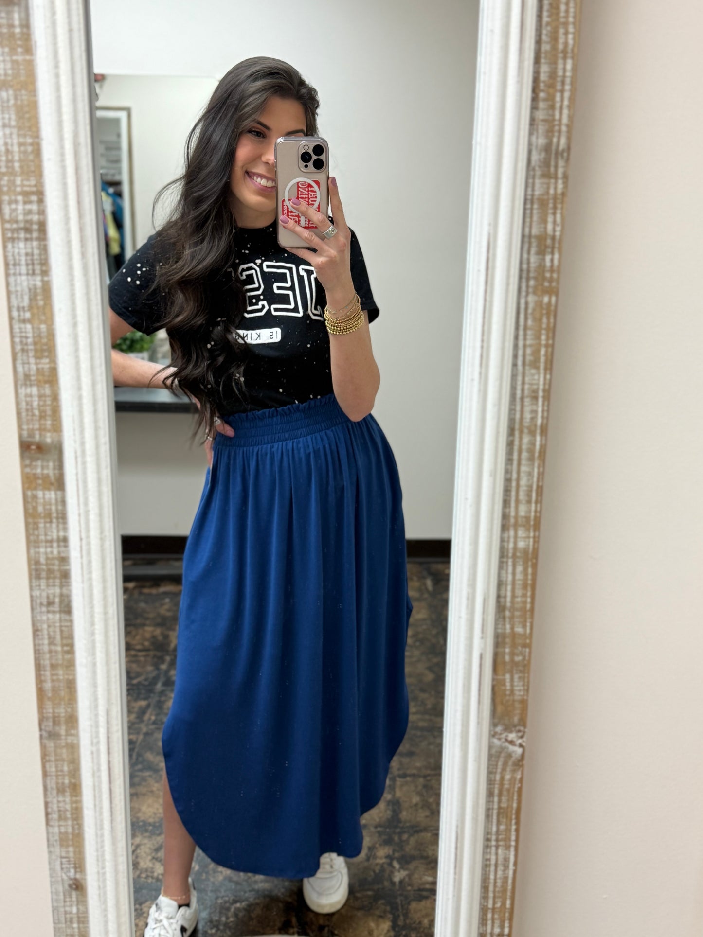 The Amara Maxi Skirt - Light Navy