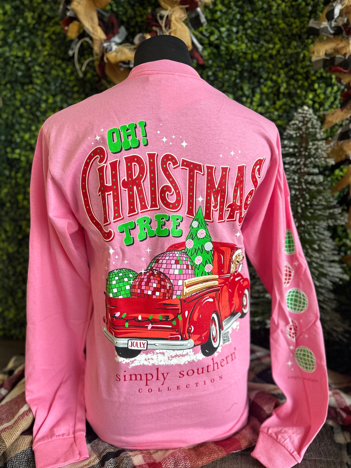 FINAL SALE - YOUTH - Simply Southern - Oh Christmas Tree Truck Long Sleeve Tee
