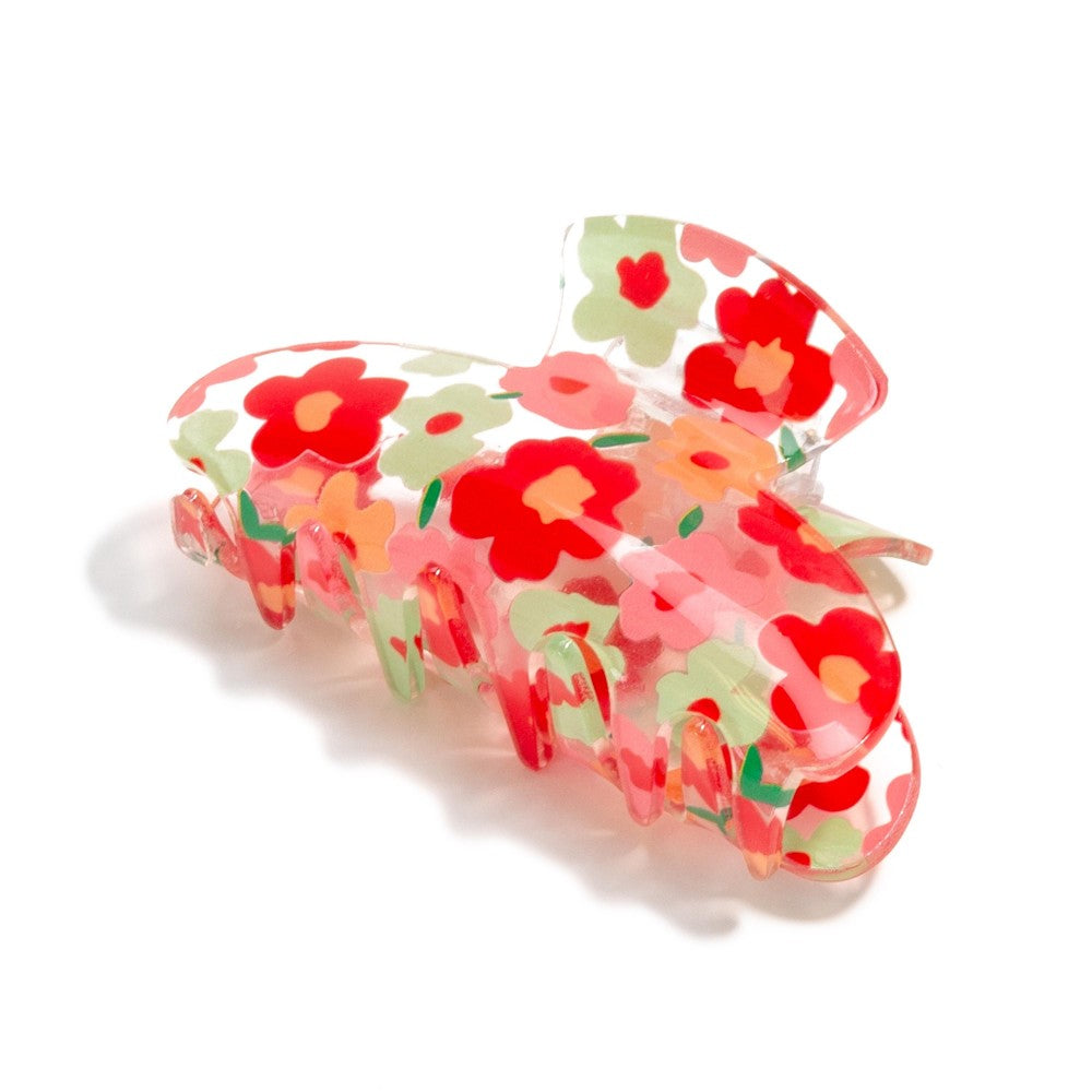 The Betsie Claw Clip - Red/Green Floral