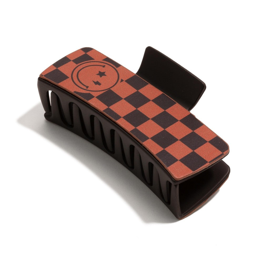 The Checkered Smiley Claw Clip