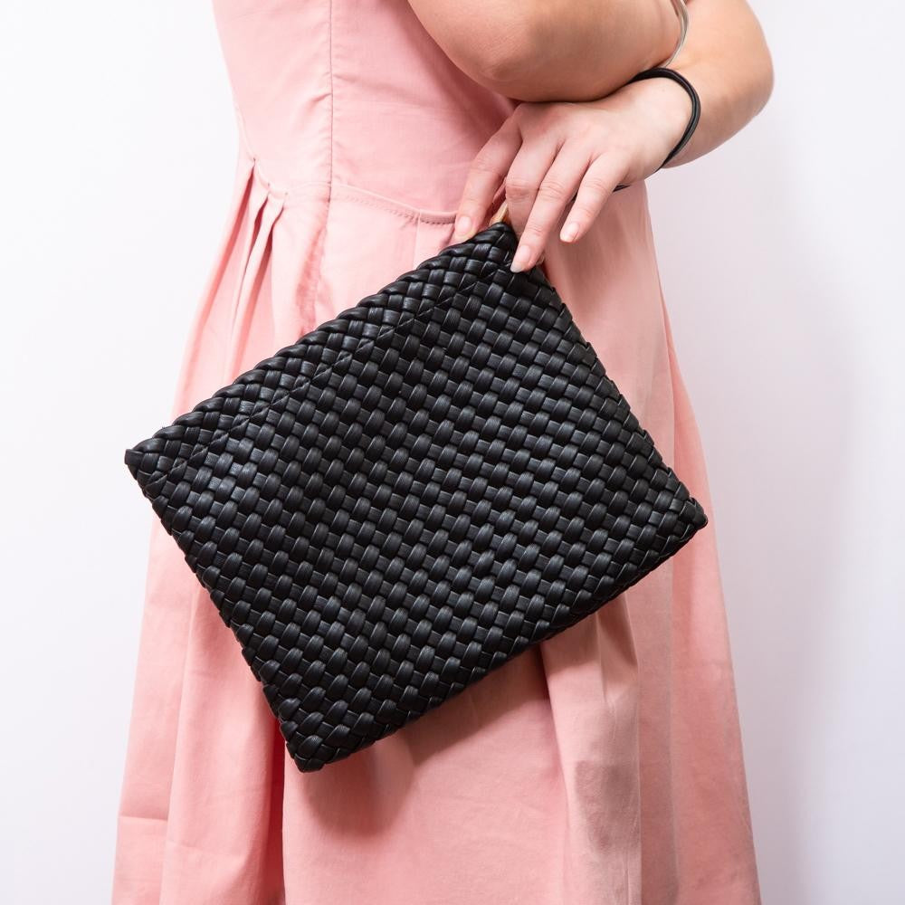 The Kerin Basket Weave Wristlet - Beige