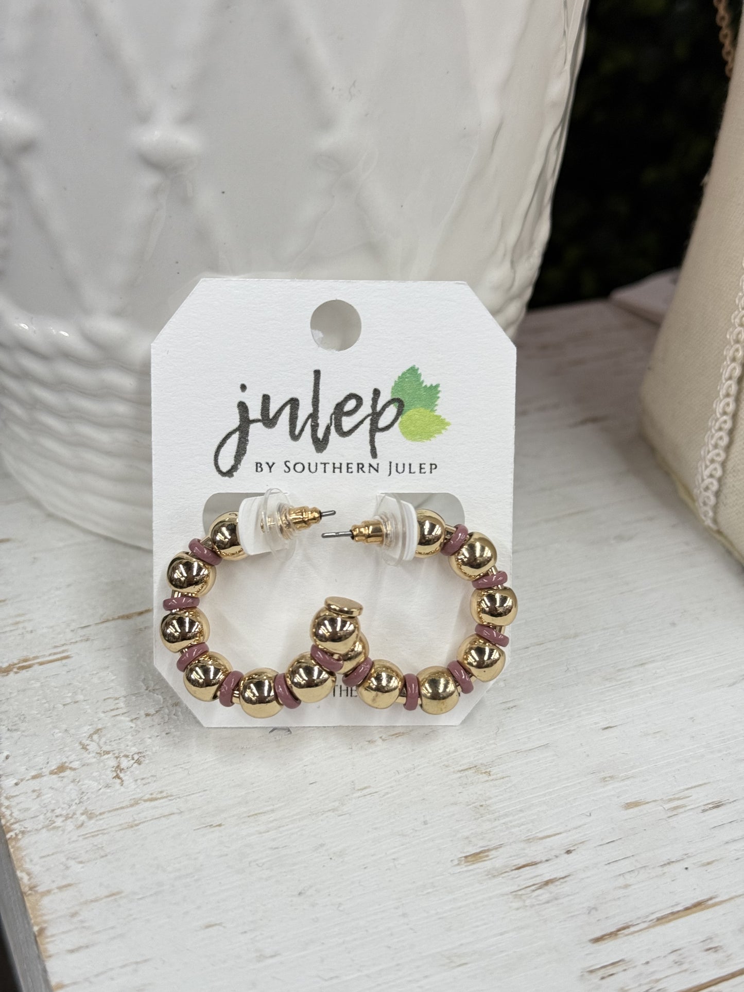 The Harli Earrings - Dusty Pink/Gold