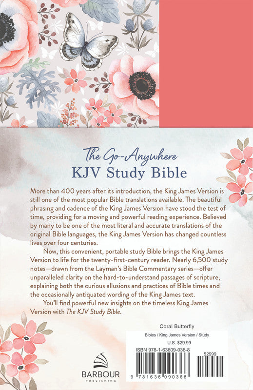 Go-Anywhere KJV Study Bible : Coral Butterfly