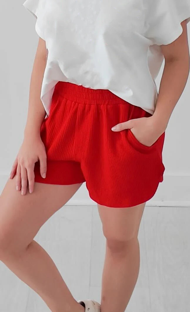 SALE - The Halee Knit Shorts - Red