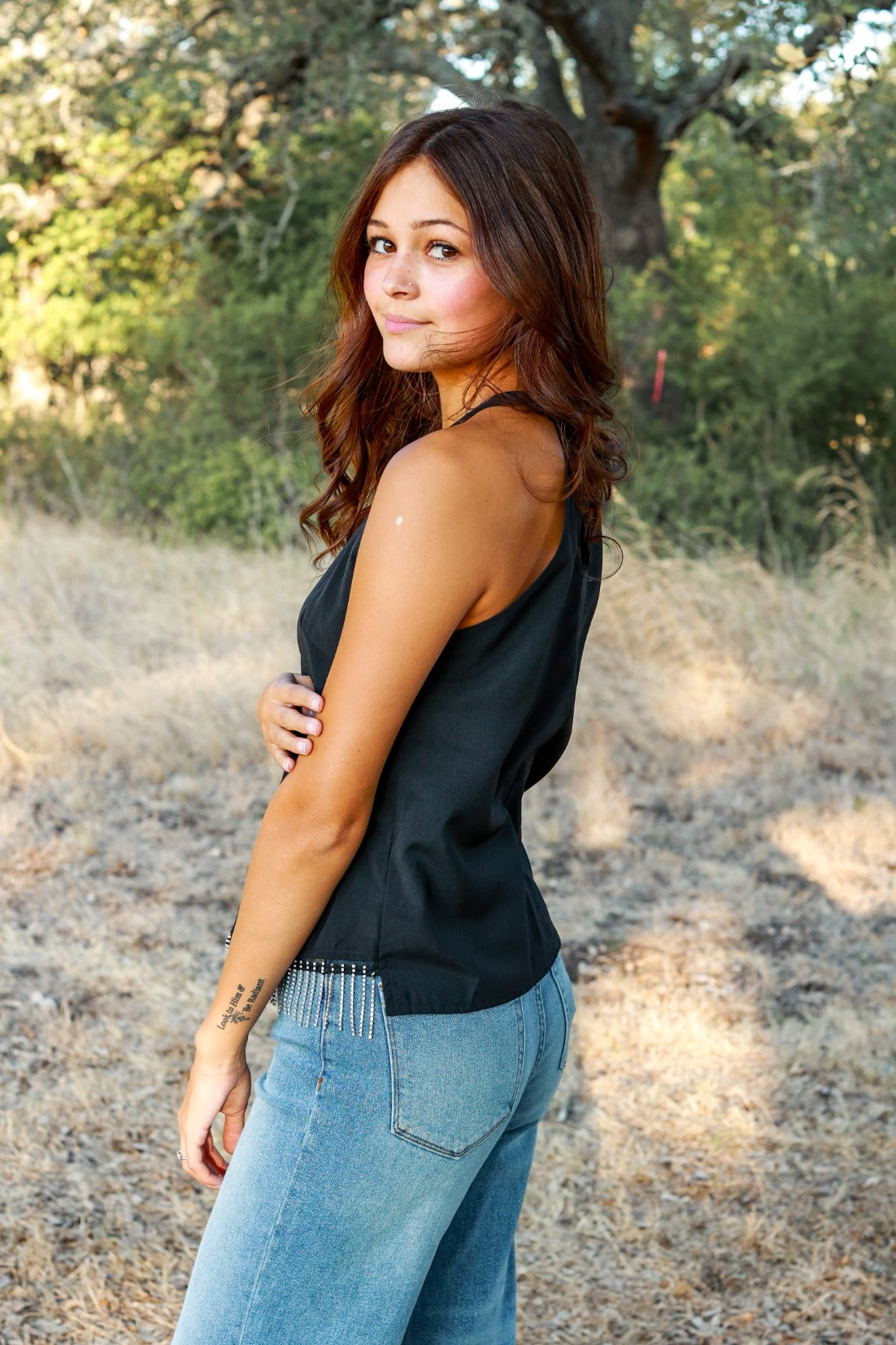 FINAL SALE - The Rhinestone Cowgirl Top - Black