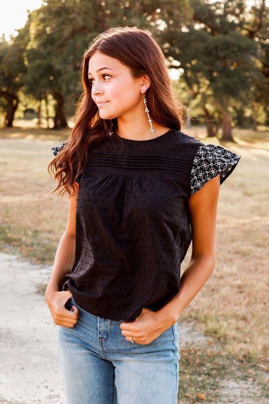 A Step Above Ruffle Top - Black