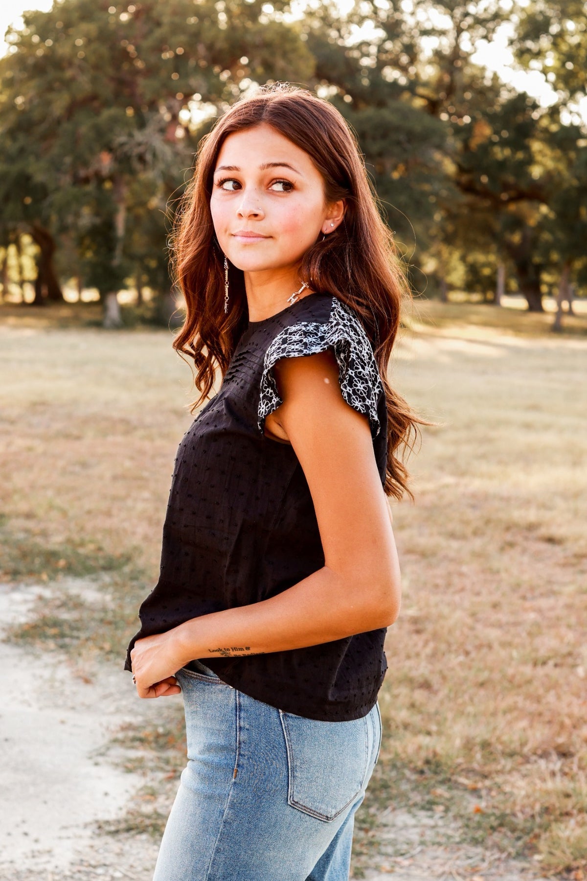FINAL SALE - The Step Above Ruffle Top - Black
