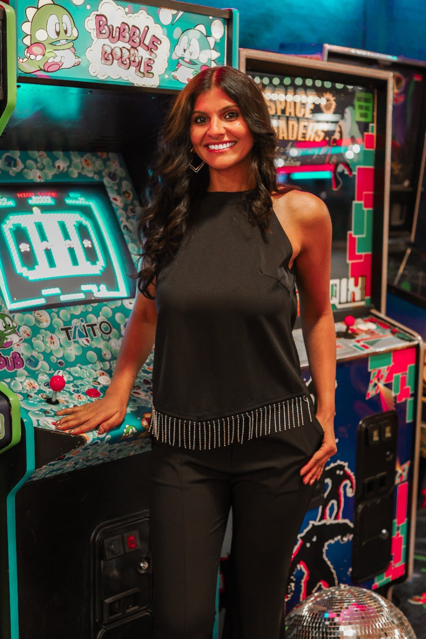 FINAL SALE - The Rhinestone Cowgirl Top - Black