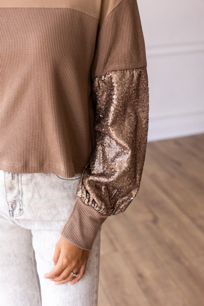 The Holiday Glam Top - Tan