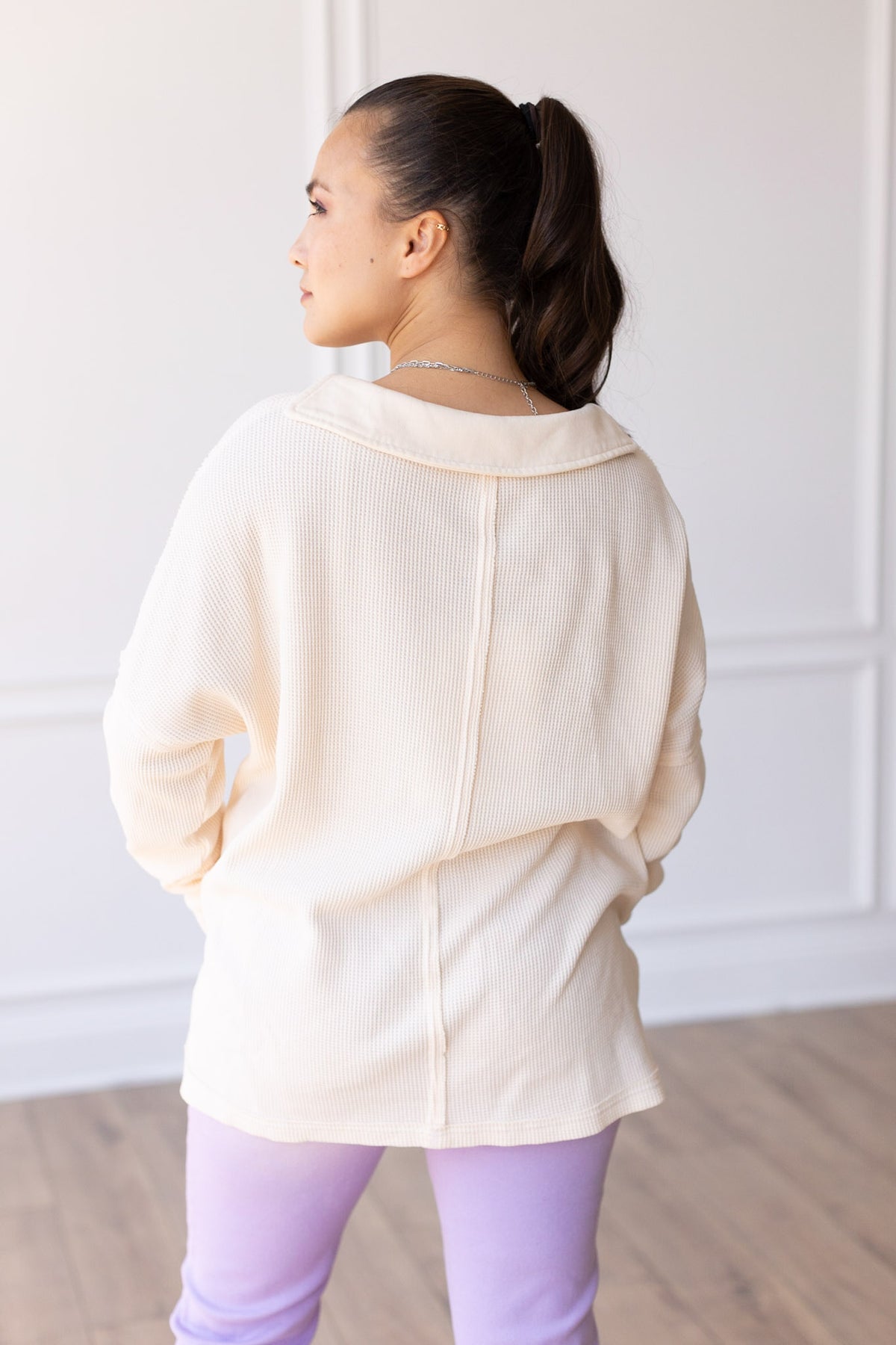 The Pretty Pleased Waffle Knit Top - Ivory