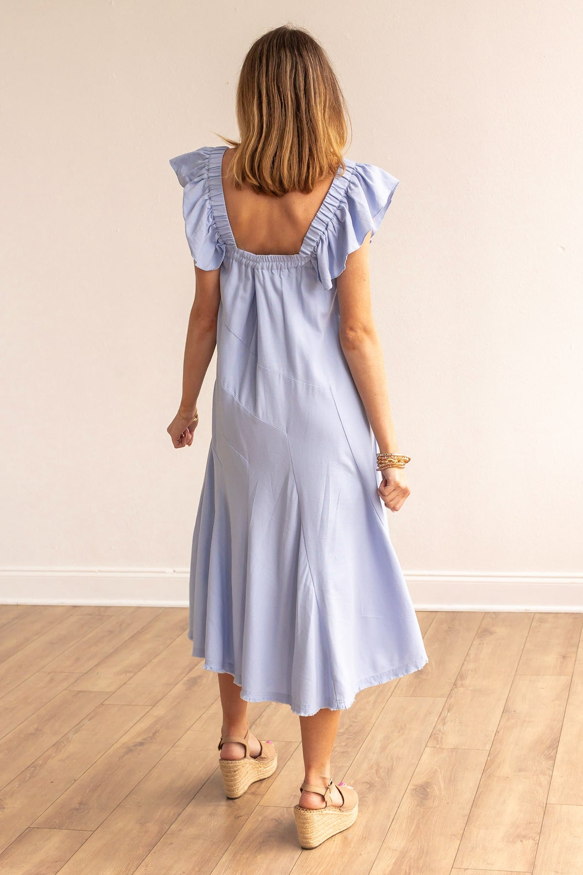 FINAL SALE - The Stella Linen Verse Dress - Blue