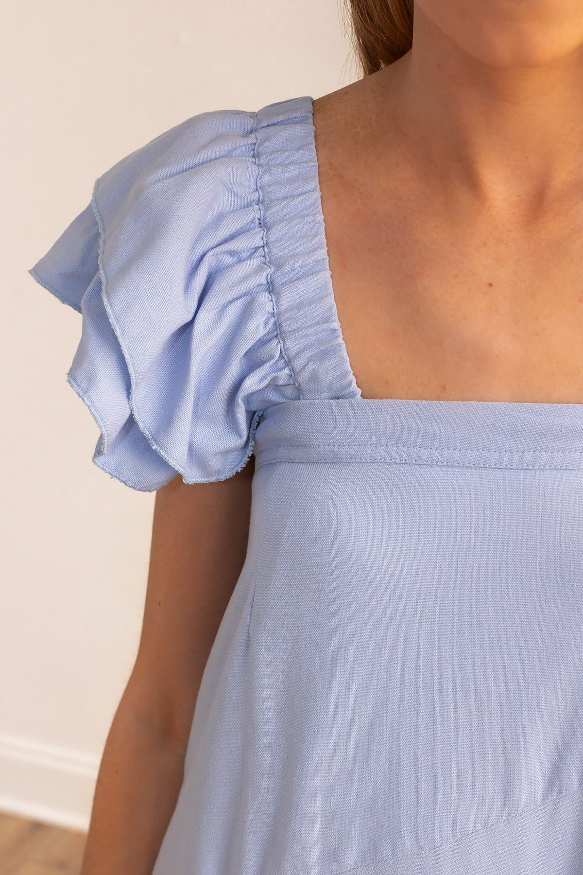 FINAL SALE - The Stella Linen Verse Dress - Blue