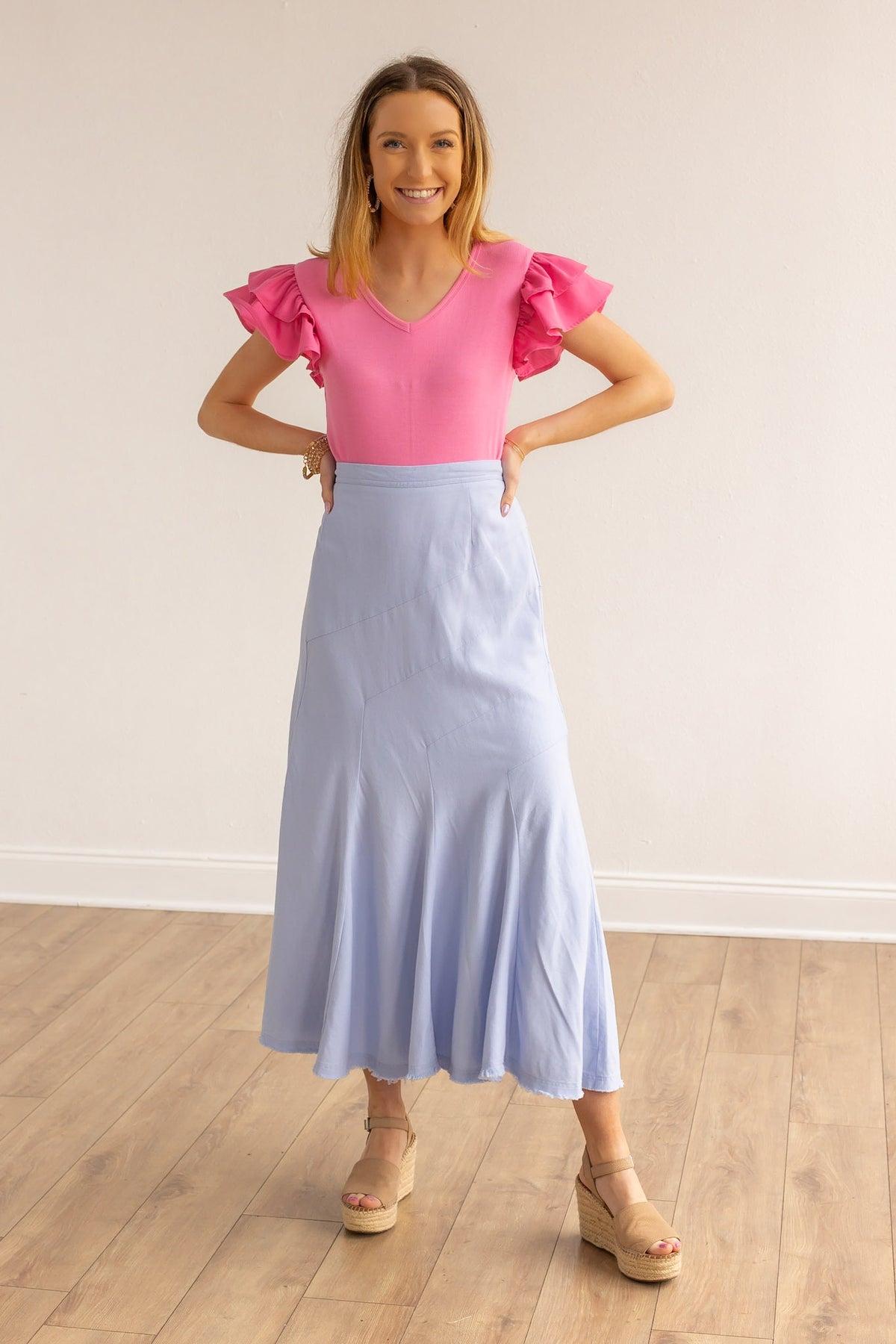 FINAL SALE - The Stella Linen Verse Dress - Blue