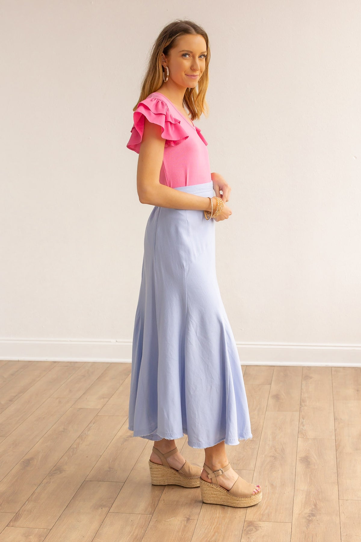 FINAL SALE - The Stella Linen Verse Dress - Blue