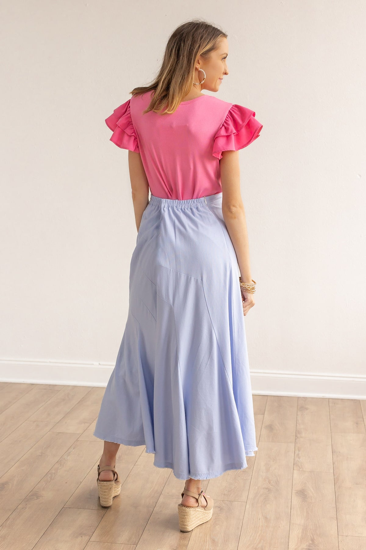 FINAL SALE - The Stella Linen Verse Dress - Blue