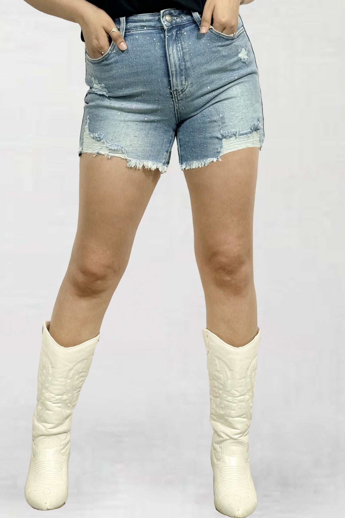 The Bonnie Rhinestone Denim Shorts