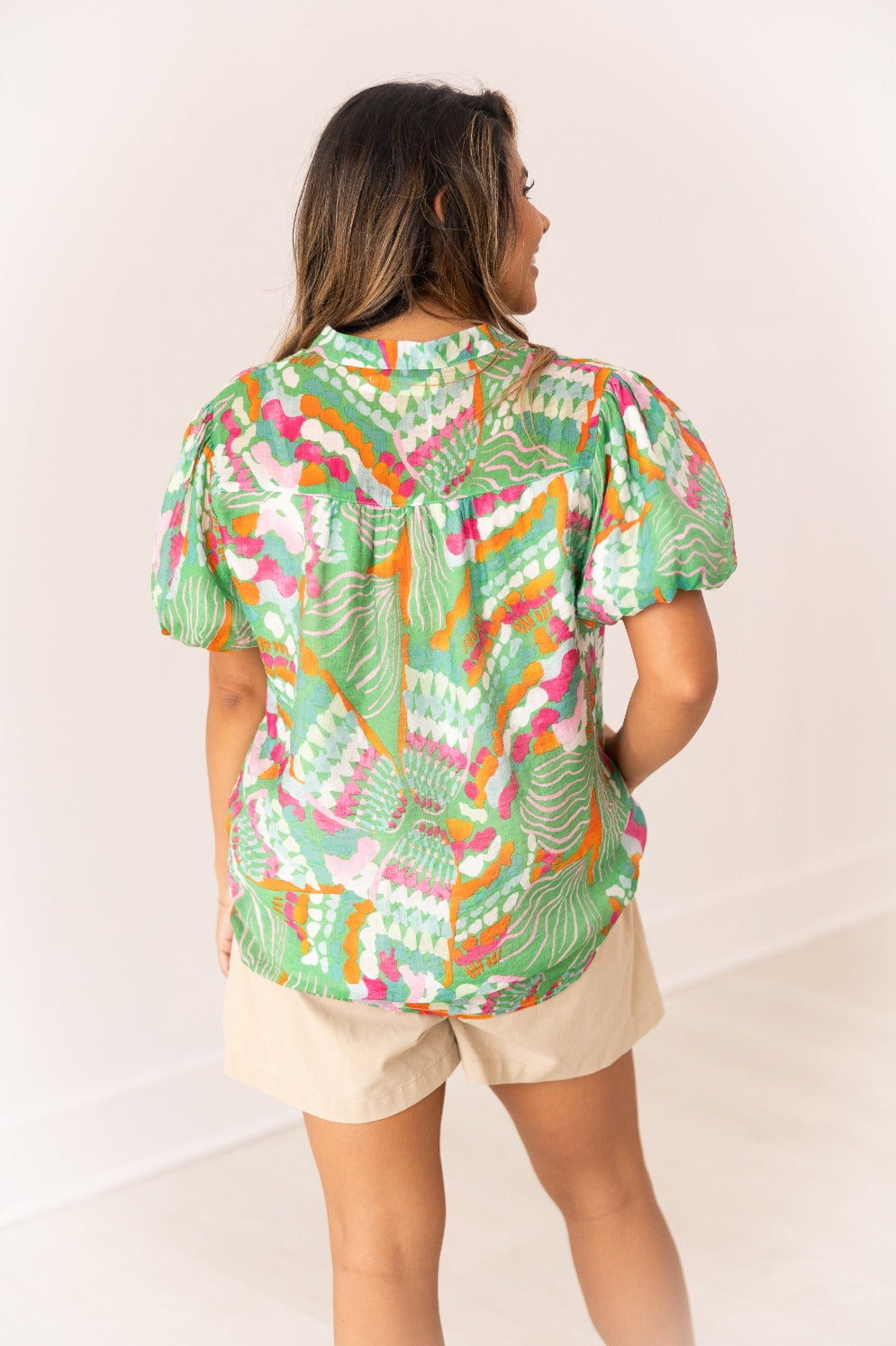 The Laylani Tropical Puff Sleeve Top
