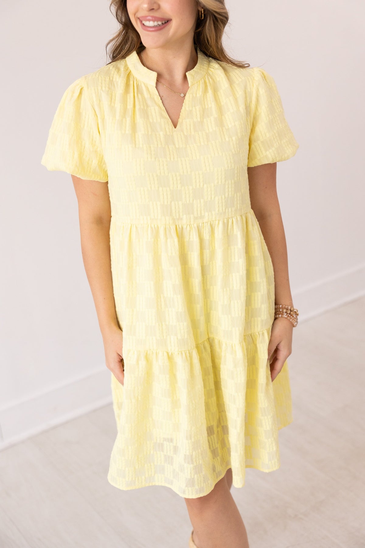 The Ellyse Checkered Dress - Yellow