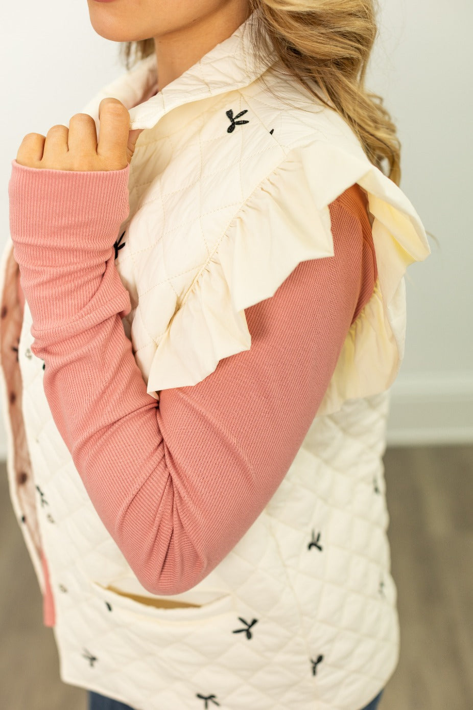 The Sophy Quilted Puffer Vest - Bows