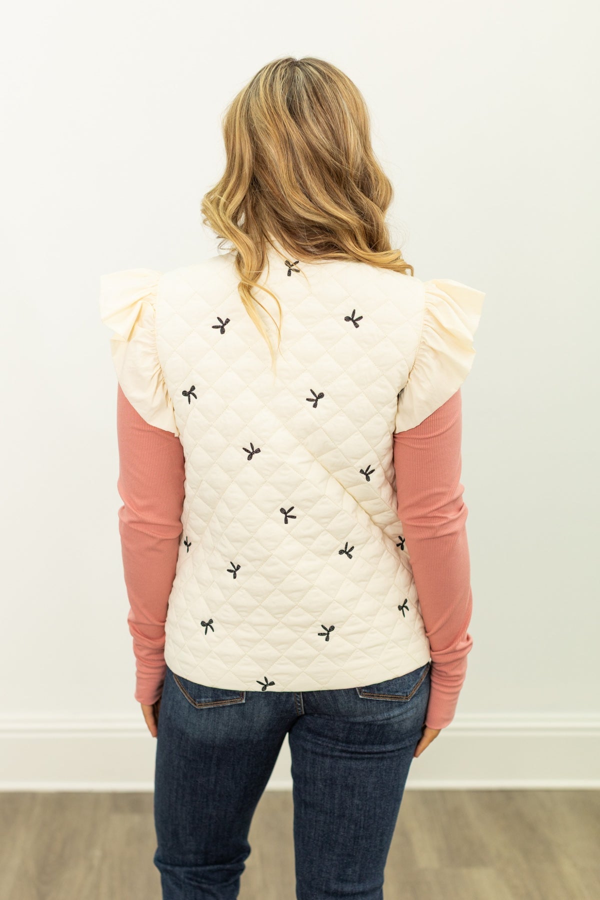 The Sophy Quilted Puffer Vest - Bows