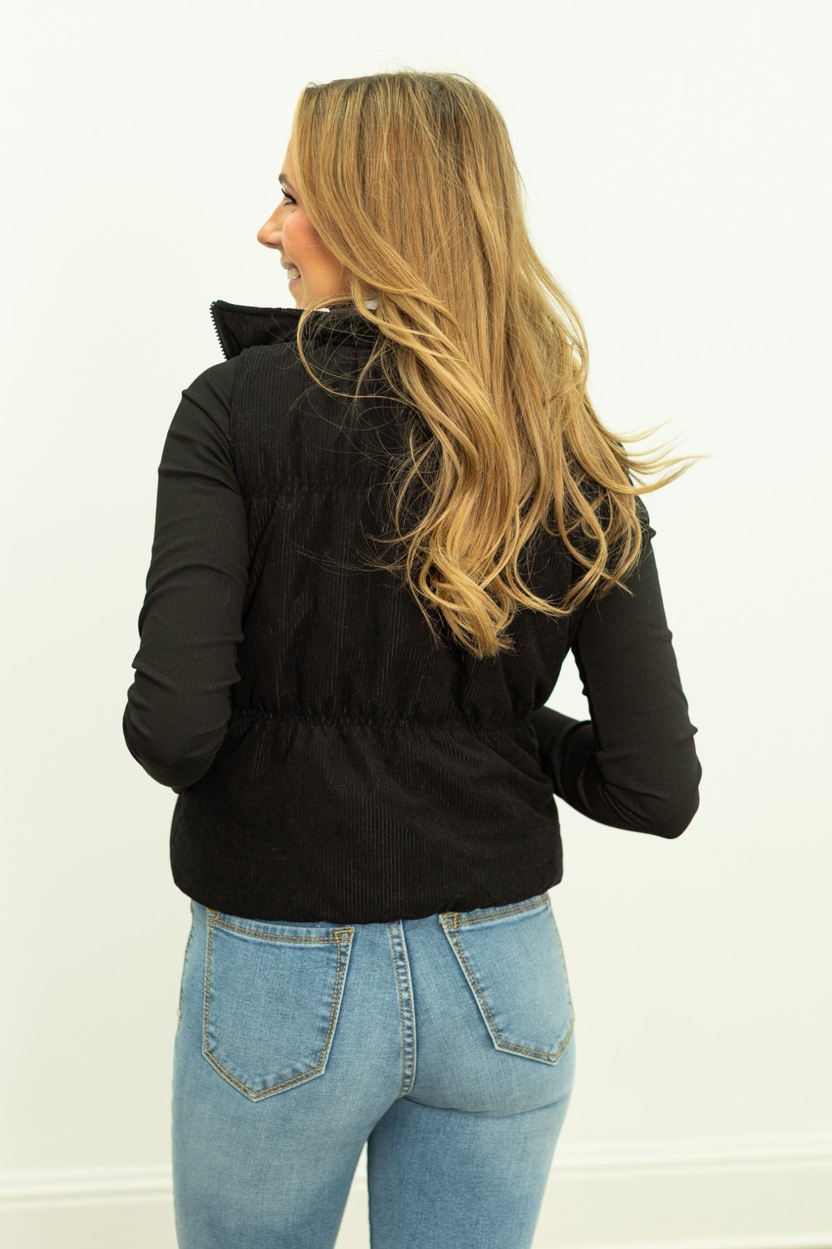 The Maizie Reversible Puffer Vest - Black/Floral