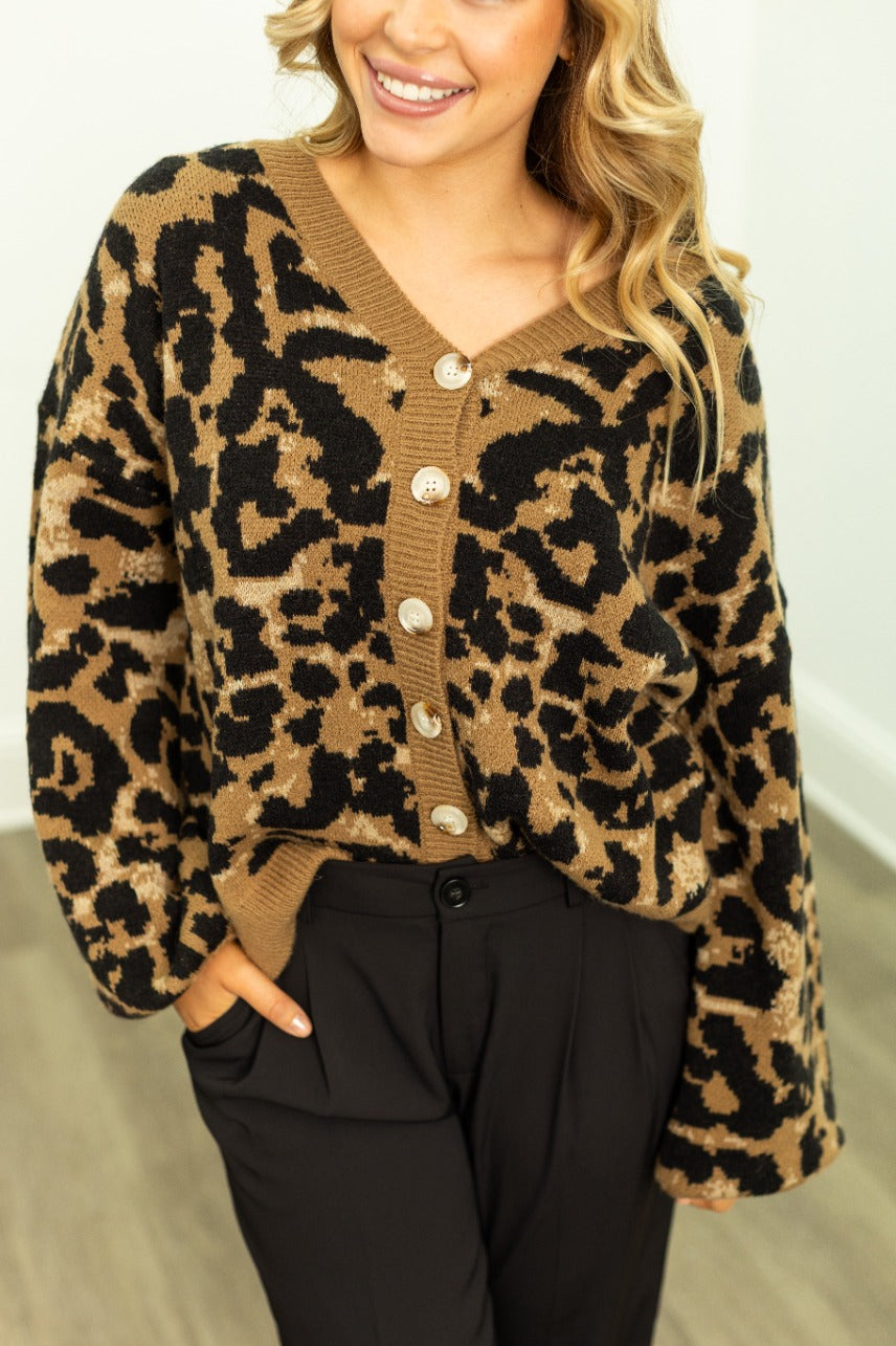 The Wylder Cropped Leopard Cardigan